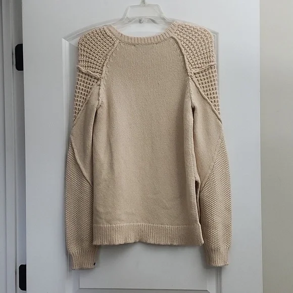 Sam Edelman Womens Sweater Long Sleeve Cream Wool Blend Side Slits. SZ Medium - Picture 11 of 13